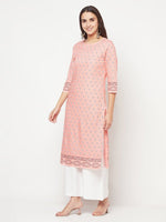 Thumbnail for Aniyah Rayon Digital Screen Print Peach Color Straight Kurta