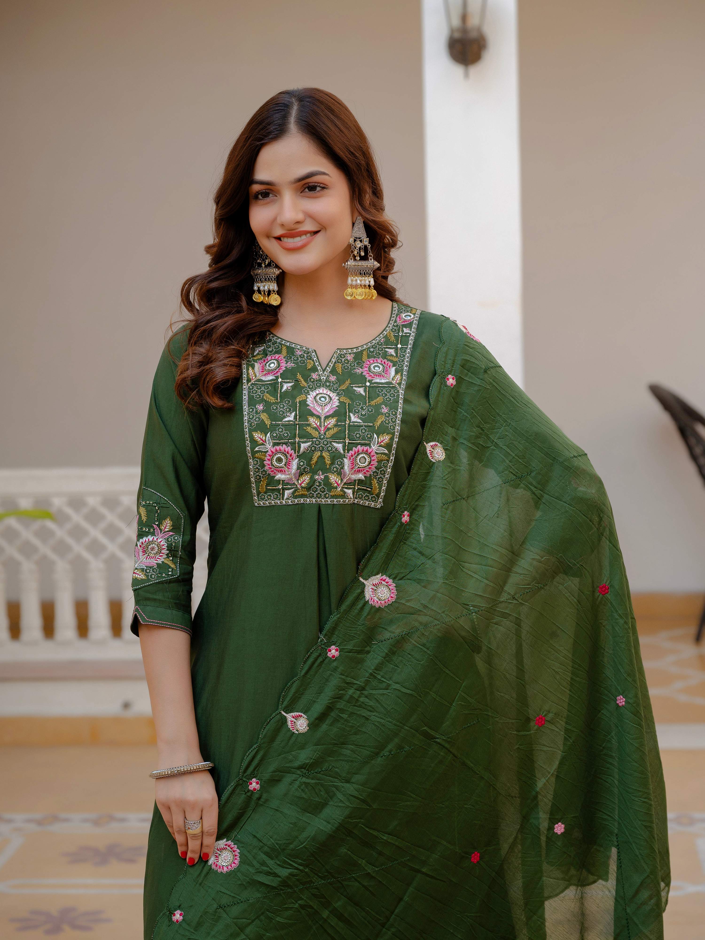 Pramukh Fab Green Color Viscose Mango Silk Kurta Set - Distacart