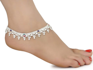 AanyaCentric Silver Plated White Metal Payal Indian Traditional Ethnic Fashion Imitation Jewellery Foot Chain - Distacart