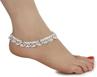 Thumbnail for AanyaCentric Silver Plated White Metal Payal Indian Traditional Ethnic Fashion Imitation Jewellery Foot Chain - Distacart