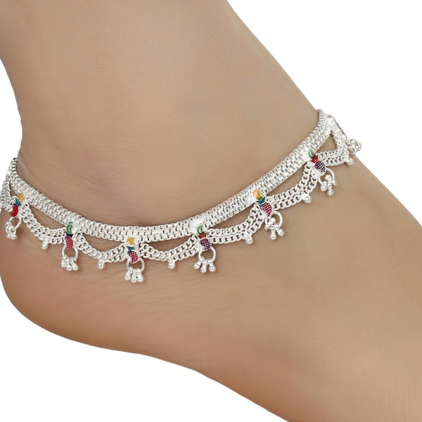 AanyaCentric Silver Plated White Metal Payal Indian Traditional Ethnic Fashion Imitation Jewellery Foot Chain - Distacart