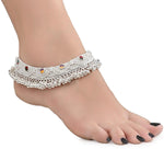 Thumbnail for AanyaCentric Silver Plated White Metal Payal Indian Traditional Ethnic Fashion Imitation Jewellery Foot Chain - Distacart