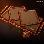 Thumbnail for Damaroo Combo Pack of 3 | Classic Nylon Pooja Aasan & Mat | Red Gotapatti Border - Golden - Distacart