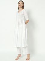 Thumbnail for Fab Fashion Alia Cut White Pure Cotton V-Neck Top+Pant