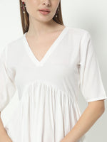 Thumbnail for Fab Fashion Alia Cut White Pure Cotton V-Neck Top+Pant