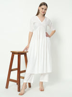 Thumbnail for Fab Fashion Alia Cut White Pure Cotton V-Neck Top+Pant
