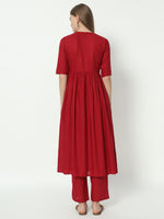 Thumbnail for Fab Fashion Alia Cut Red Pure Cotton V Neck Top+Pant