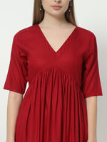 Thumbnail for Fab Fashion Alia Cut Red Pure Cotton V Neck Top+Pant