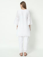 Thumbnail for Fab Fashion White Chiken Kari Co-Ord Bell Sleeve V Neck Set - Distacart