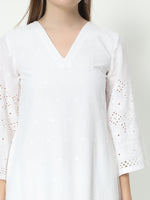 Thumbnail for Fab Fashion White Chiken Kari Co-Ord Bell Sleeve V Neck Set - Distacart