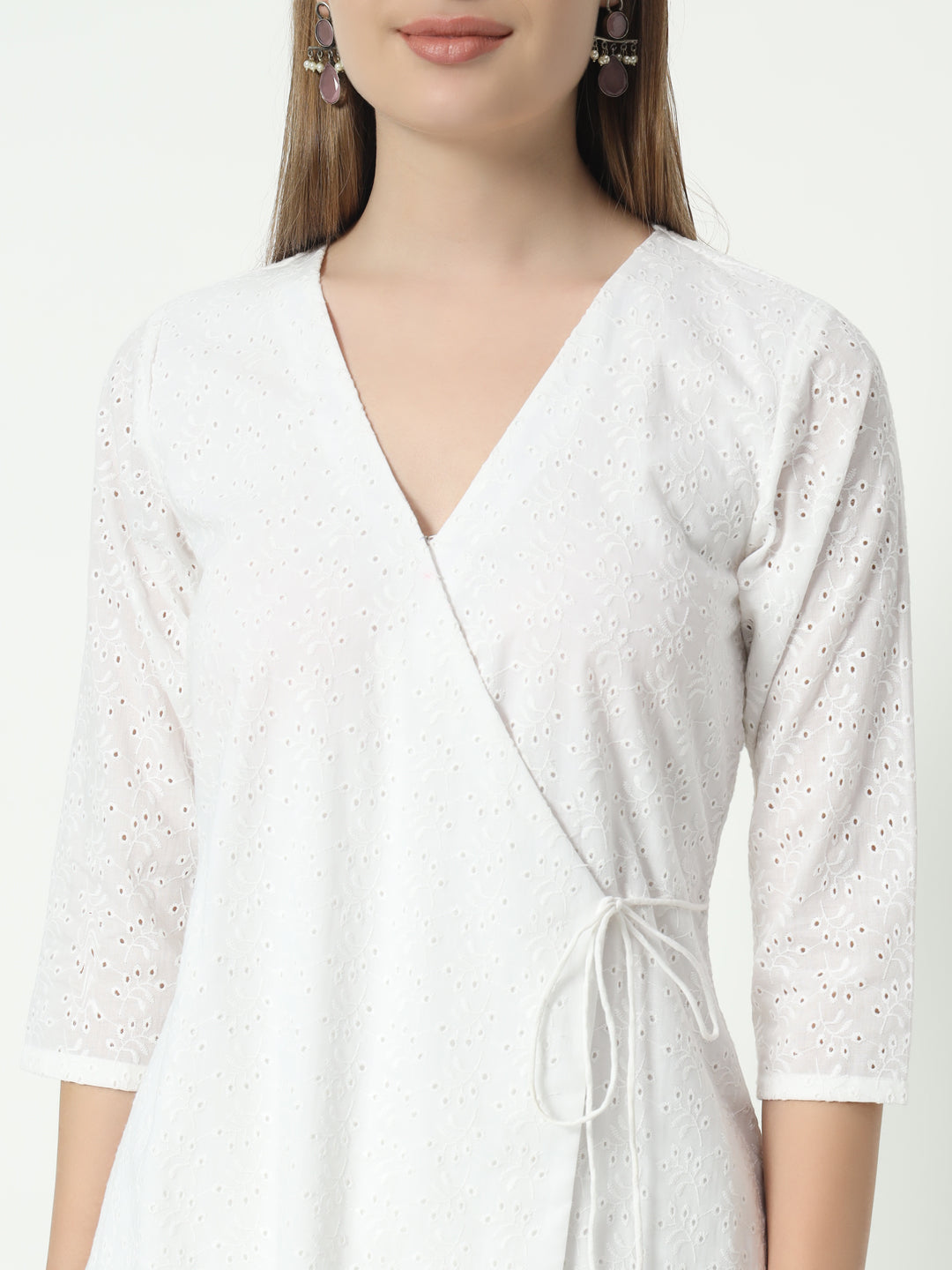 Fab Fashion Chiken Kari Angrakha V Neck Set