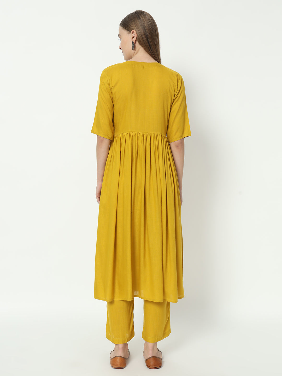 Fab Fashion Alia Cut Mustard Pure Cotton V Neck Top+Pant - Distacart