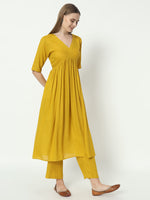 Thumbnail for Fab Fashion Alia Cut Mustard Pure Cotton V Neck Top+Pant