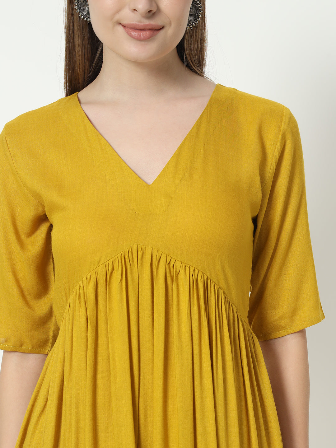 Fab Fashion Alia Cut Mustard Pure Cotton V Neck Top+Pant