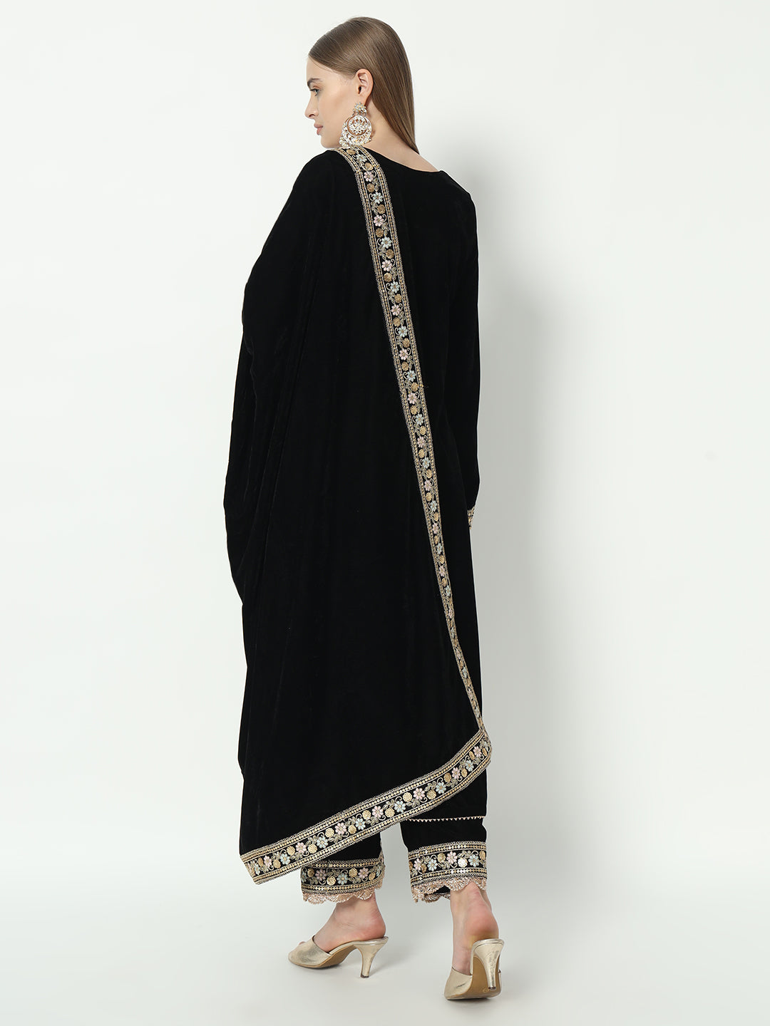 Fab Fashion Black Velvet Lace Suit Full Set - Distacart