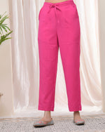 Thumbnail for Vaasva Women Rani Cotton Flax Solid Straight Pants