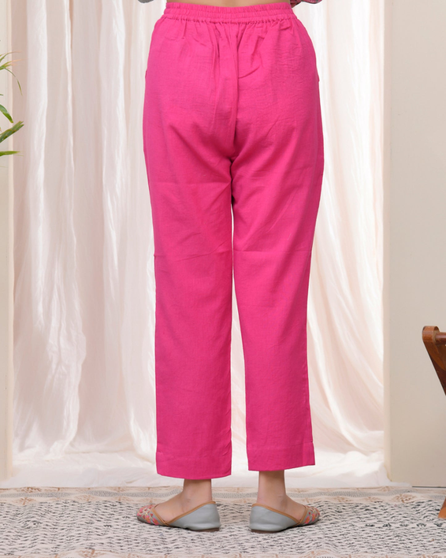 Vaasva Women Rani Cotton Flax Solid Straight Pants - Distacart