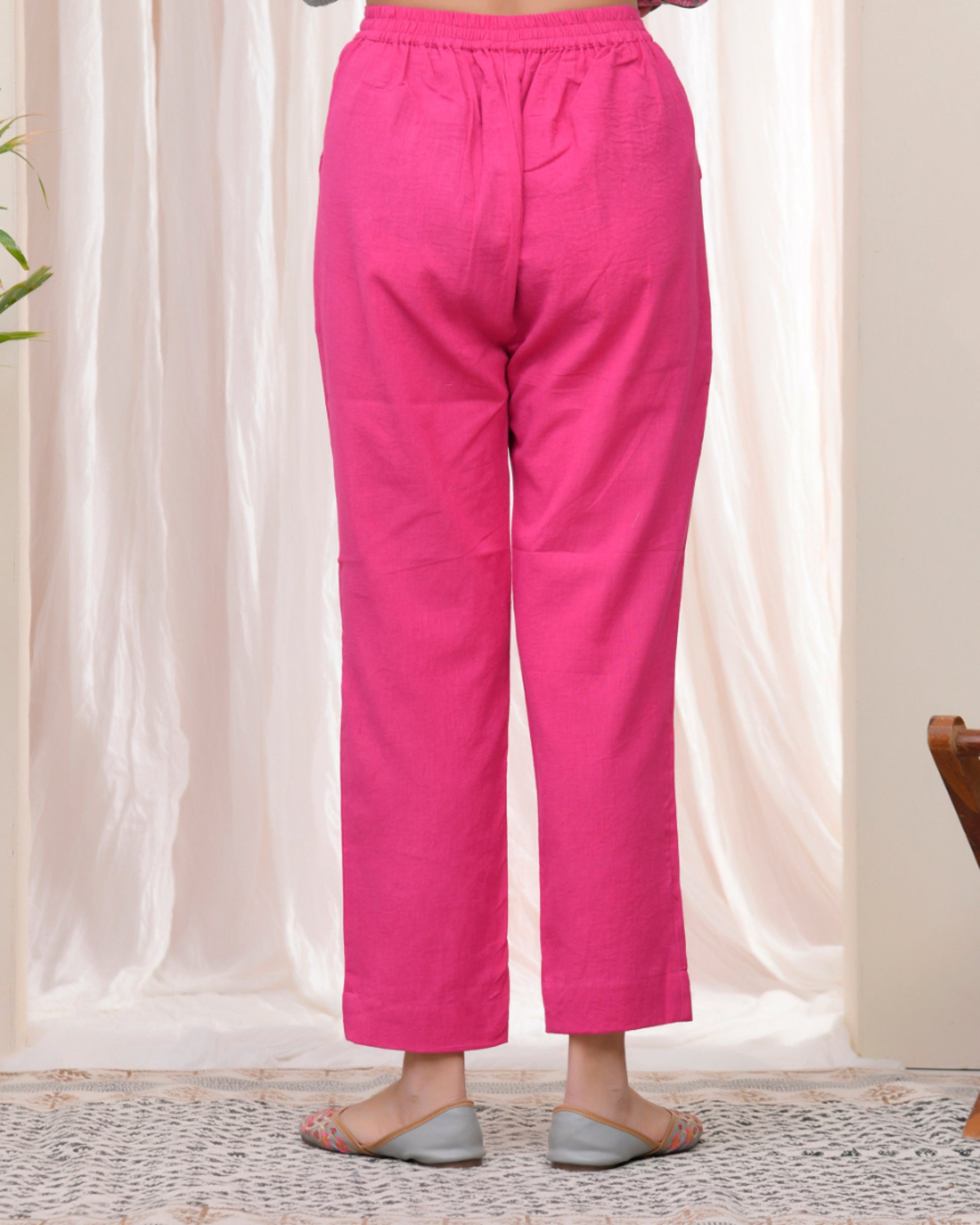 Vaasva Women Rani Cotton Flax Solid Straight Pants - Distacart