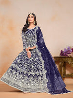 Thumbnail for Anaita Navy_Blue Embroidered Net Anarkali Suit - Distacart