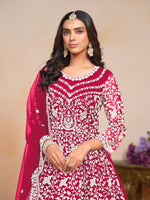 Thumbnail for Anaita Magenta Embroidered Net Anarkali Suit - Distacart