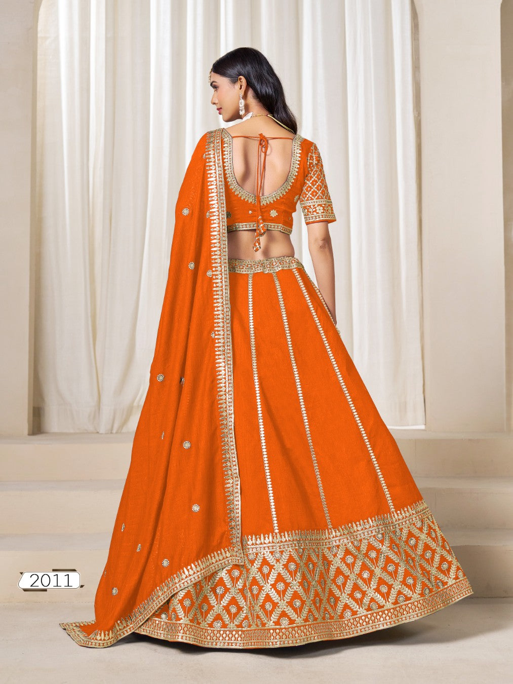 Anaita Orange Embroidered Art Silk Designer Lehenga Choli - Distacart