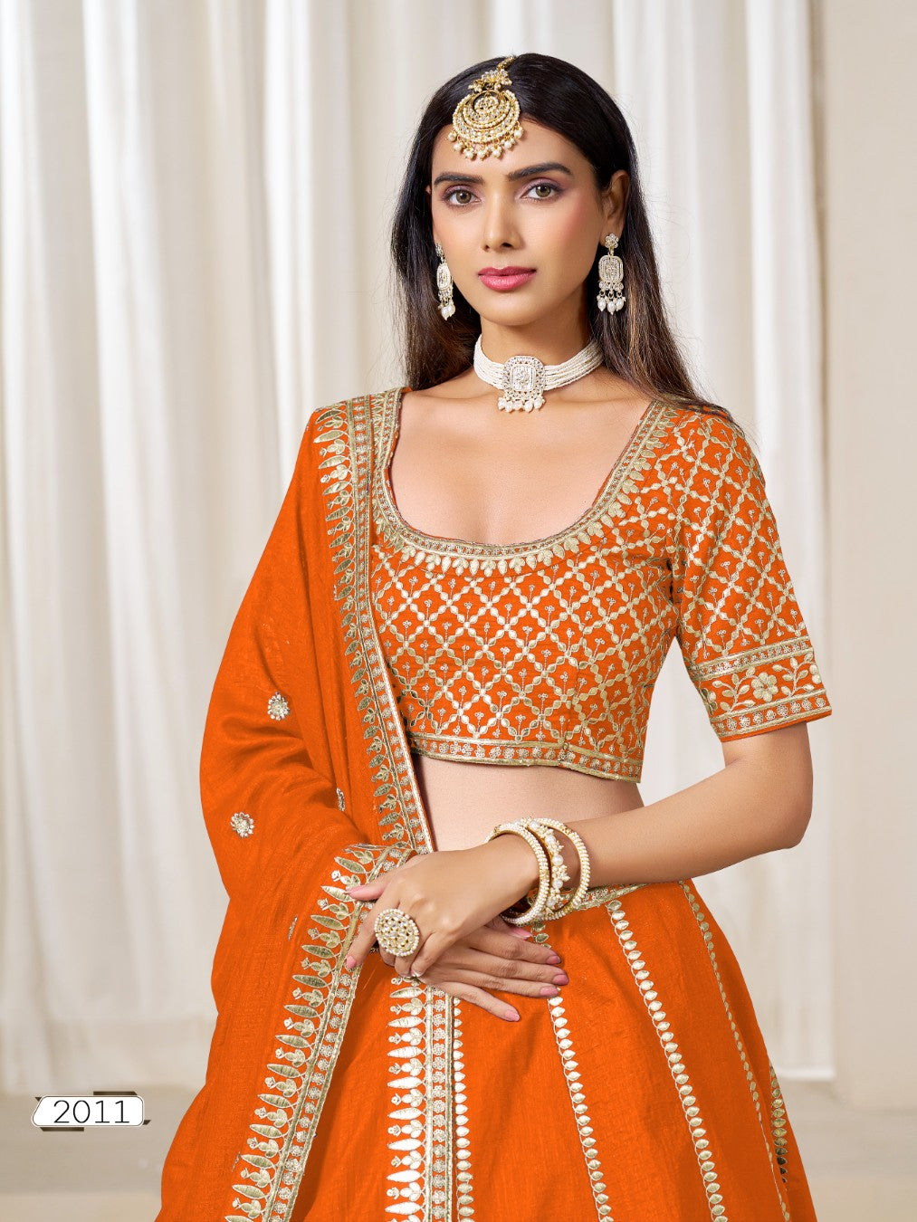 Anaita Orange Embroidered Art Silk Designer Lehenga Choli - Distacart