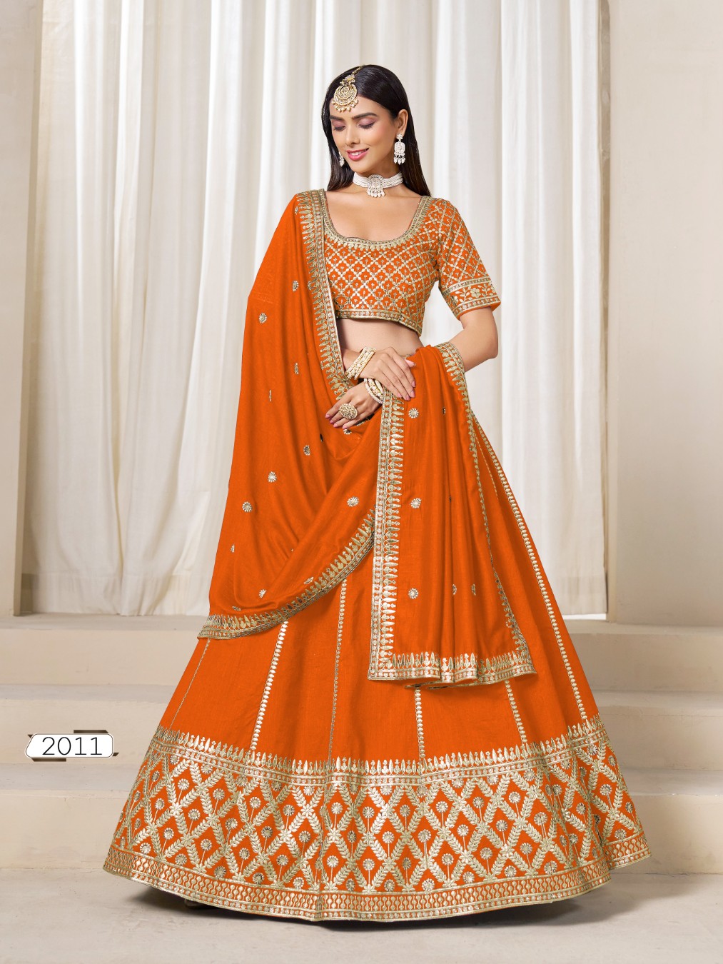 Anaita Orange Embroidered Art Silk Designer Lehenga Choli - Distacart