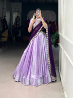 Thumbnail for Lorenvalley Lavender Jacquard Silk weaving work Lehenga Choli with Dupatta