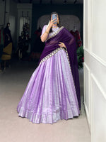 Thumbnail for Lorenvalley Lavender Jacquard Silk weaving work Lehenga Choli with Dupatta