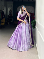 Thumbnail for Lorenvalley Lavender Jacquard Silk weaving work Lehenga Choli with Dupatta