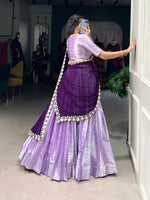 Thumbnail for Lorenvalley Lavender Jacquard Silk weaving work Lehenga Choli with Dupatta