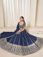 Thumbnail for Anaita Navy Embroidered Art Silk Designer Lehenga Choli - Distacart