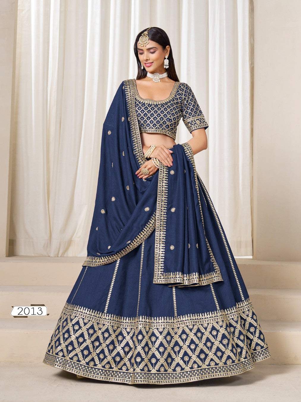 Anaita Navy Embroidered Art Silk Designer Lehenga Choli - Distacart