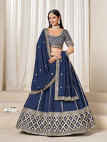 Thumbnail for Anaita Navy Embroidered Art Silk Designer Lehenga Choli - Distacart