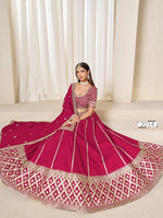 Thumbnail for Anaita Red Embroidered Art Silk Designer Lehenga Choli - Distacart