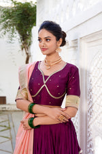 Thumbnail for Lorenvalley Green Vichitra Silk Plain with Paithani lace border Lehenga Choli - Distacart
