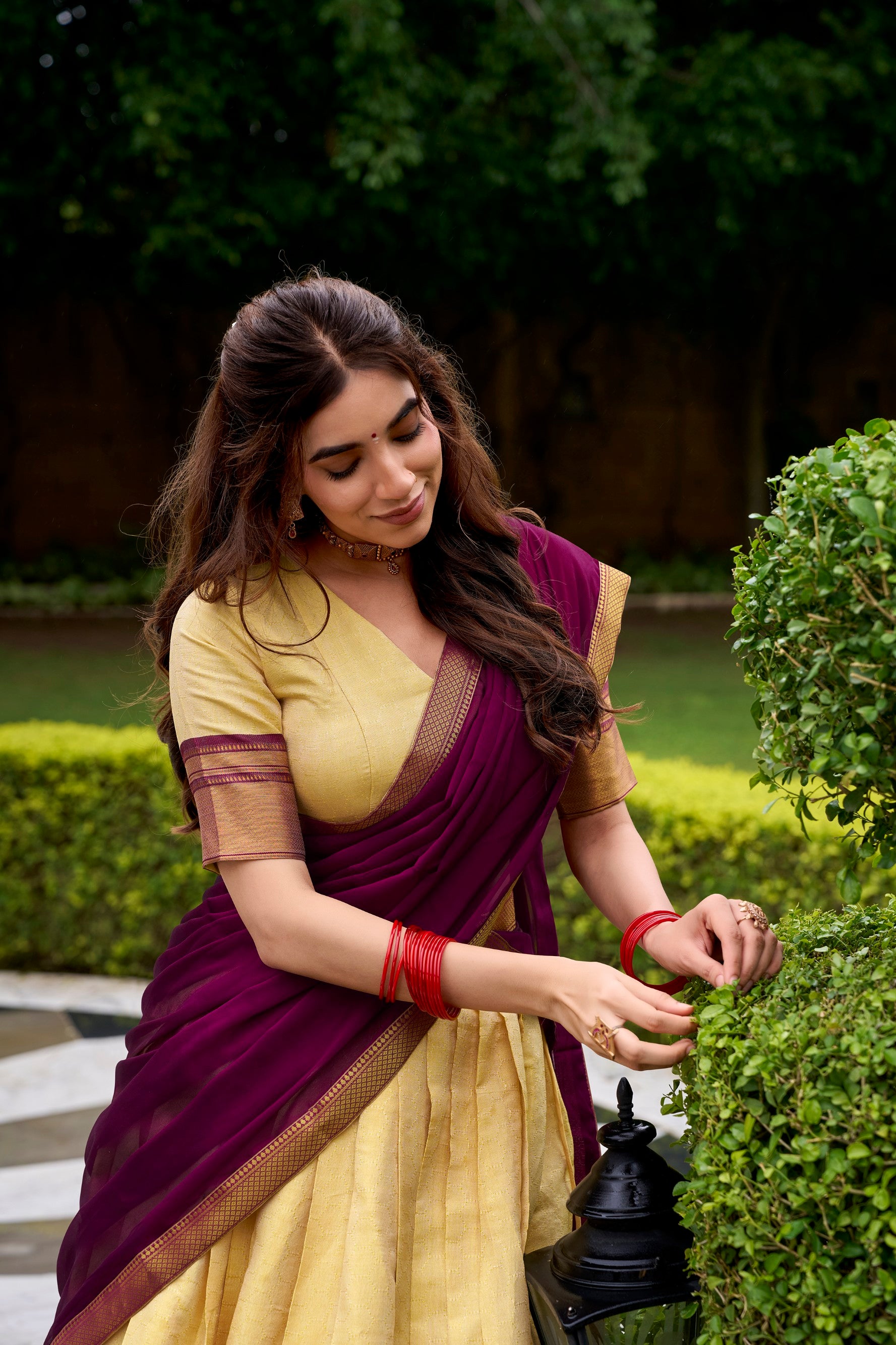 Lorenvalley Fashion Cream Kanchipuram Zari Weaving Work Lehenga Choli with Dupatta