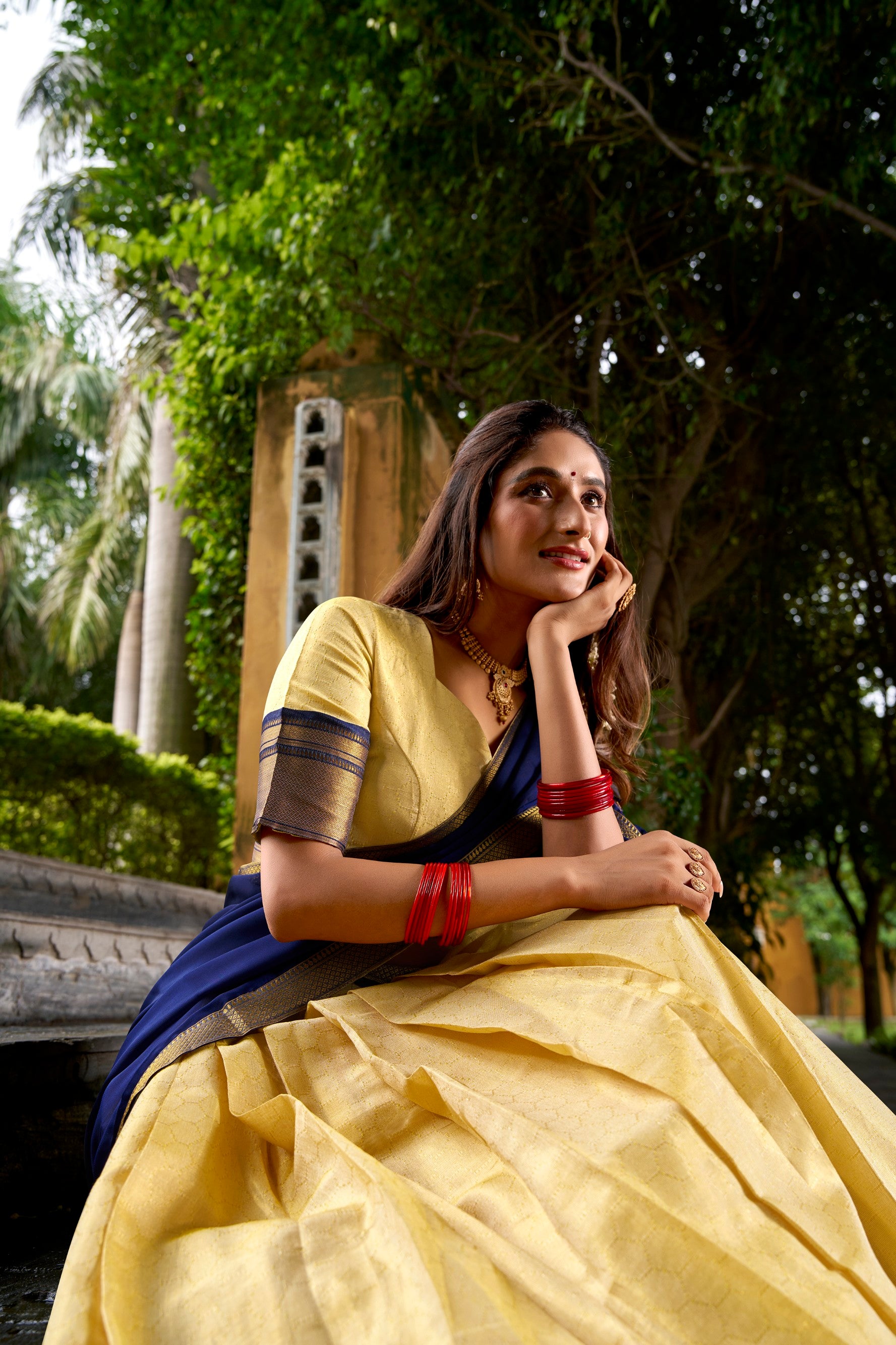 Lorenvalley Fashion Cream Kanchipuram Zari Weaving Work Lehenga Choli with Dupatta