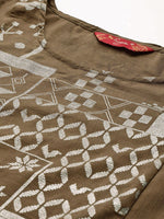 Thumbnail for Sangria Foil Print Gotta Patti Panelled Kurta Set