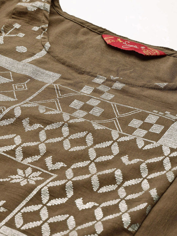 Sangria Foil Print Gotta Patti Panelled Kurta Set