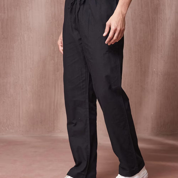 Fabmade White Black Combo Men Linen Pajama - Distacart