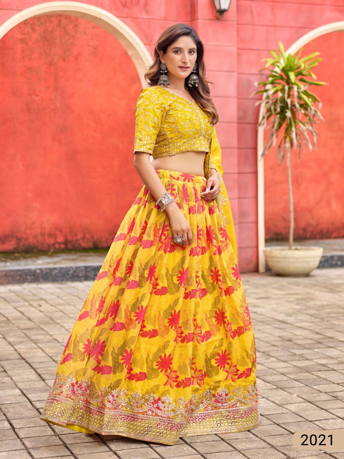 Anaita Yellow Art Silk Lehenga Choli With Tabby Silk Print - Distacart