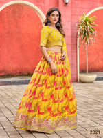 Thumbnail for Anaita Yellow Art Silk Lehenga Choli With Tabby Silk Print - Distacart