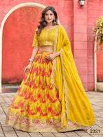 Thumbnail for Anaita Yellow Art Silk Lehenga Choli With Tabby Silk Print - Distacart