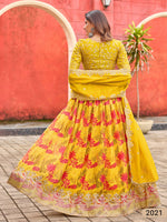 Thumbnail for Anaita Yellow Art Silk Lehenga Choli With Tabby Silk Print - Distacart