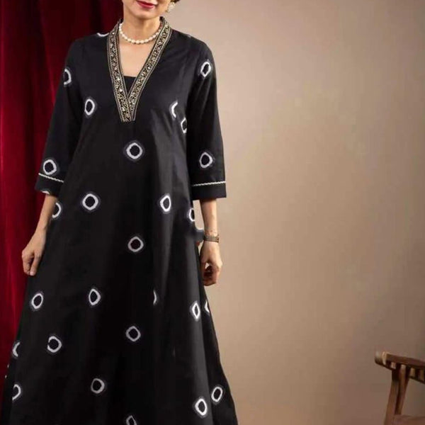 Kalini Geometric Printed V-Neck Pure Cotton A-Line Kurta With Palazzos - Distacart