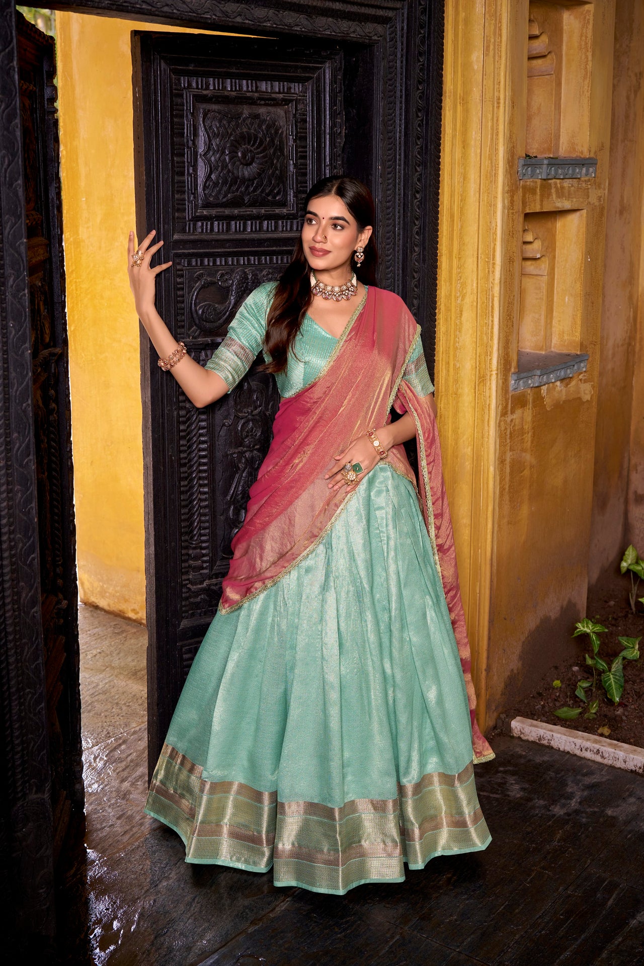 Lorenvalley Fashion Skyblue Dupion Silk Zari Weaving Work Lehenga Choli with Dupatta - Distacart