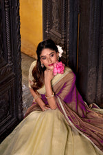 Thumbnail for Lorenvalley Fashion Yellow Dupion Silk Zari Weaving Work Lehenga Choli with Dupatta