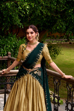 Thumbnail for Lorenvalley Fashion Cream Poly Cotton Zari Weaving Work Lehenga Choli with Dupatta