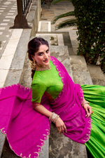 Thumbnail for Lorenvalley Fashion Parrot Green Poly Cotton Zari Weaving Work Lehenga Choli with Dupatta